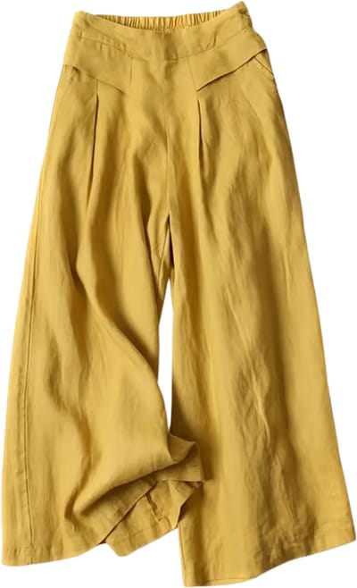 Livano Linnen Broek Dames - Zomerbroek - Volwassenen - Lange Broek - Pantalon - Strandbroek - Zomer - Ibiza Stijl - Geel - Maat XS