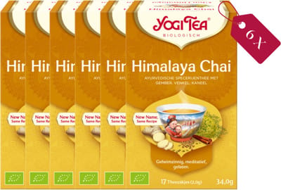Yogi Tea Himalaya - Biologische Kruidenthee met Kaneel, Gember en Kardemom voor Een Traditionele Ayurvedische Smaak - Tray van 6 Stuks