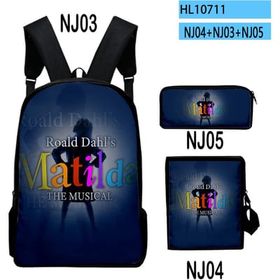 Mode Roald Dahl's Matilda the Musical 3D Print 3 stuks/Set Schooltassen Laptop Rugzak Schuin gedragen schoudertas Etui