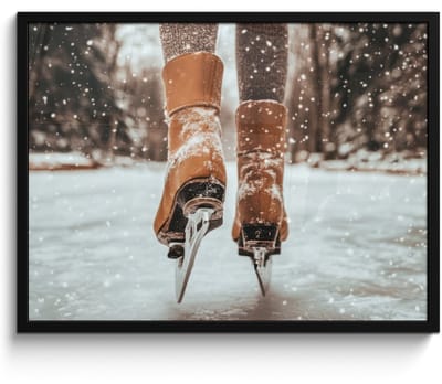 Poster in lijst - Fotolijst 70x50 cm - Posters - Schaatsen - IJs - Winter - Sneeuw - Posterlijst zwart - Decoratie - Wanddecoratie woonkamer - Muurdecoratie slaapkamer