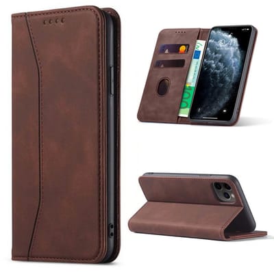 Hoesje geschikt voor iPhone 16e - Bookcase - Pasjeshouder - Portemonnee - Kunstleer - Donkerbruin