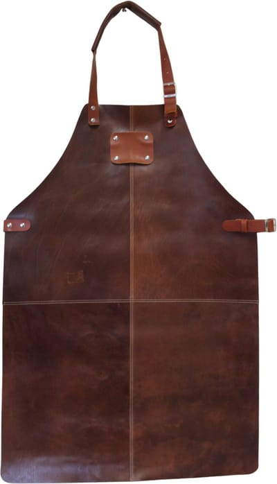 Landmann Lederen BBQ schort - Leer - bruin - 4 -delig - Premium - Lederen schort - Met kruissluiting - Keukenschort - Handgemaakt Leren Schort - Buffalo Leer - Barbecueschort - Lederen Schort - Kokschort - Kookschort – Keukenschort Man