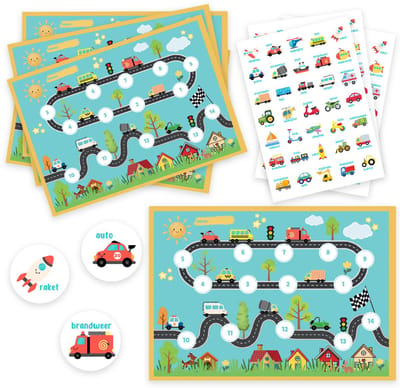 Beloningssysteem Voertuigen – 4 Grote Beloningskaarten en 105 Stickers