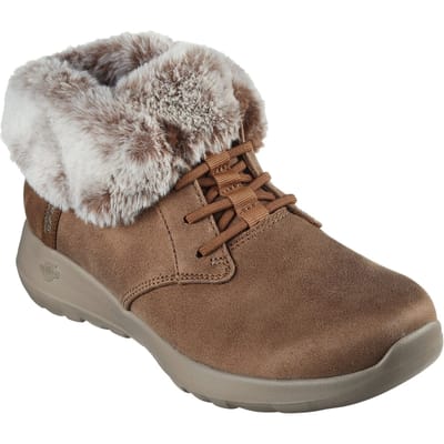 Skechers On-the-GO Joy Cozy Charm Polyester Dames Chestnut Winter Enkellaarsjes