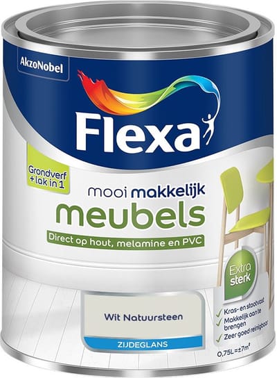 Flexa - Mooi Makkelijk Meubels Zijdeglans - Wit Natuursteen - Mengverf - 750 Ml