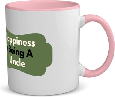 Akyol - happiness is being a uncle koffiemok - theemok - roze - Oom - de liefste oom - verjaardag - cadeautje voor oom - oom artikelen - kado - geschenk - 350 ML inhoud