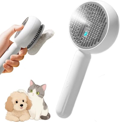 Honden- en kattenborstel met stoom, verstelbare handgreep voor lang en kort haar, eenvoudig te reinigen en effectief in klitten verwijderen