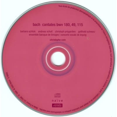 CD DIVERSEN J.S.Bach Cantates E8893 NAIVE 2004 Duitsland Klassiek Gebruikt pink