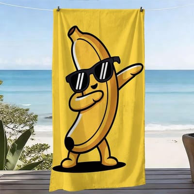 Hip-Hop Banaan Cartoonfiguur Oversized Strandlaken, Ultrafijn Microvezel Sneldrogend voor Strand Zee Zwembad W40*H60(CM)