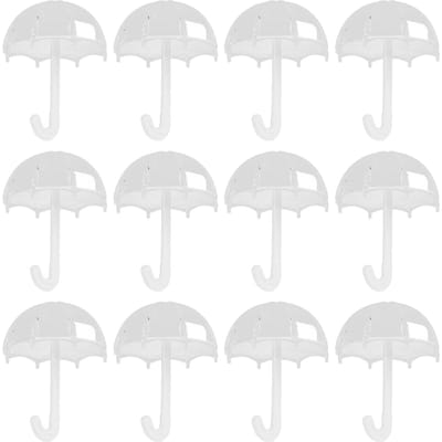 12 stuks Snoepdoos in de vorm van een Paraplu Draagbaar Schattig Exquise Plastic Verpakking Geschenkdoos voor Verjaardag wit