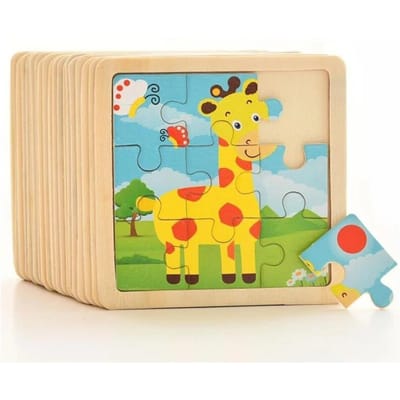 4 PIÈCES/lot Puzzles en bois 3D pour enfants Jouets pour enfants Animal de dessin animé/Puzzles de transport Bébé Puzzles éducatifs GYH blue