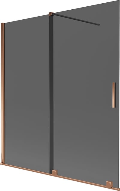 Mexen Velar schuifbare badwand 2-delig 150 x 150 , grafiet, roze goud - 896-150-000-41-60
