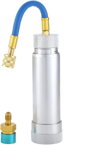 AC Olie Injector Kit voor R134A en R1234YF - Inclusief Low Side Quick Coupler en 1/4" SAE Connector voor HVAC Systemen en Koelsystemen