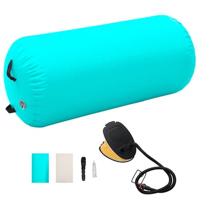 vidaXL - Gymnastiekrol - met - pomp - opblaasbaar - 120x90 - cm - PVC - groen