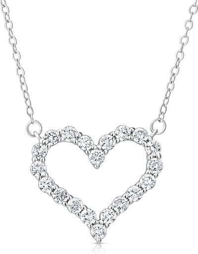 Juwelium Ketting + Flowerbox Geschenkset | Luxe Zilveren Love Hart Ketting met Zirkonia | Perfect Cadeau voor Vrouw, Vriendin, Moeder, Dochter