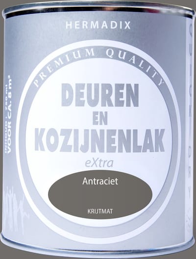 Hermadix deuren & kozijnen lak zijdeglans antraciet - 750 ml.