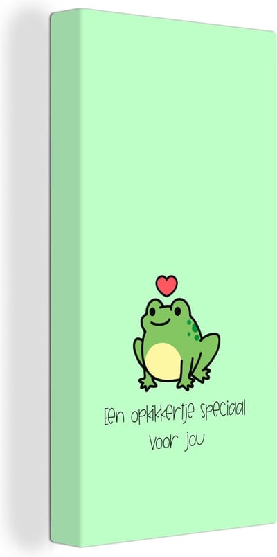 Canvas Schilderij Get well soon - Quotes - Kikker - Opkikker - 20x40 cm - Wanddecoratie