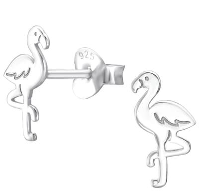 Joy|S - Zilveren Flamingo oorbellen - 5 x 10 mm - zilver - oorknoppen