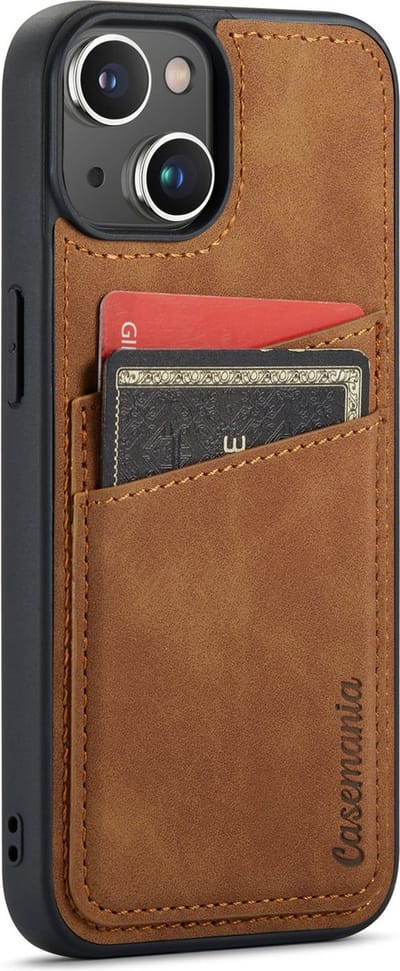 Casemania Hoesje Geschikt voor Apple iPhone 14 Plus - met Pasjeshouder Sienna Brown - Back Cover met Kaarthouder