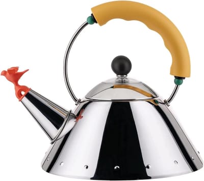 Waterkoker met Fluitje - Kookpan Design - Koffie Thee Zetten - Geschikt voor Inductie - 1 Liter - Geel