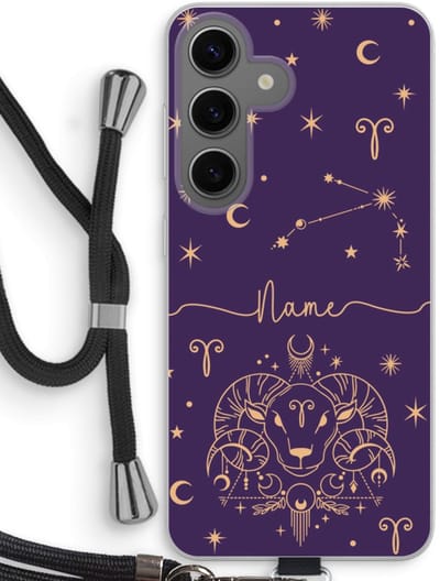 Gepersonaliseerd - Case Company® - Hoesje met koord geschikt voor Samsung Galaxy S24 hoesje met Koord - Sterrenbeeld N°2 - Telefoonhoesje met Zwart Koord - Bescherming aan alle Kanten en Over de Schermrand