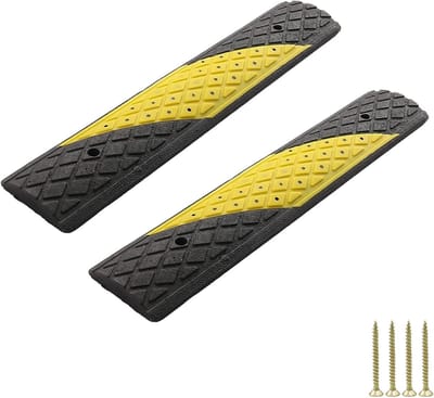 Verkeersdrempels Rubber - Oprijhelling Snelheidsremmer - Voertuigen Vertragen - Honingraat Bodemontwerp - 50x10x2cm - Zwart