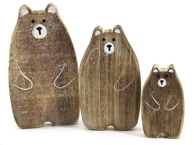 Familie beer 23x13cm naturel/wit