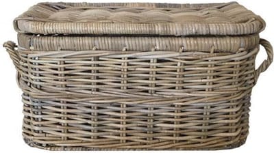 Rieten Mand Met Deksel - 50x28xH26 cm