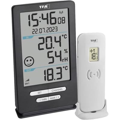 TFA Dostmann Funk-Thermometer XENA HOME 30.3074.10 Draadloze thermometer digitaal Antraciet