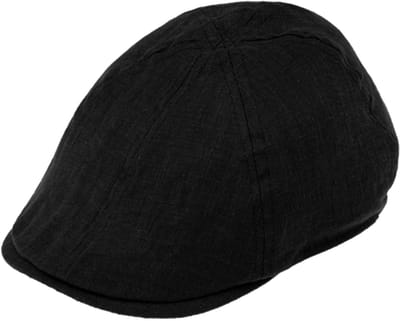 Flatcap Linnen zwart - Maat: 60 XL