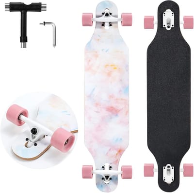 Drop Through Longboard Compleet 41 Inch - 9-laags Maple Cruiser Skateboard voor Volwassenen & Tieners