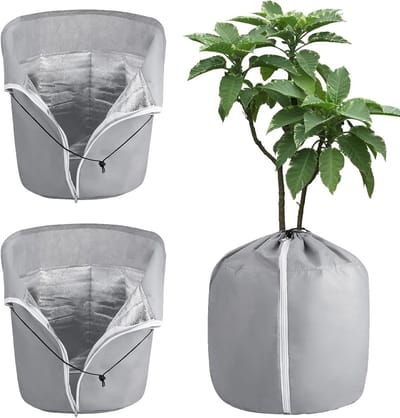 Vorstbeschermzakken voor potplanten - 2 stuks, 45 x 50 cm, winterbescherming voor rozen, citrusvruchten en struiken met trekkoord en ritssluiting