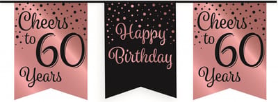 Party flag banner rose/black - 60