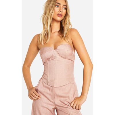 boohoo Dames Premium Pinstripe Sweetheart-korset | Rose | Maat: 12