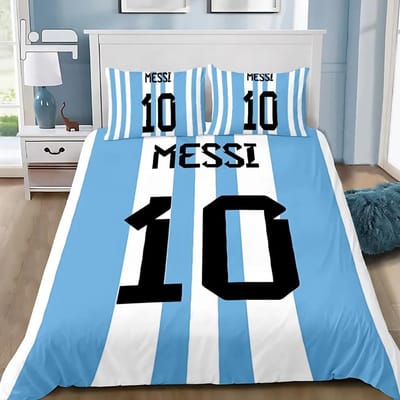 Dekbedovertrek Kussensloop Beddengoed Set Beroemde Voetballer M-Messis Volwassen Jongen Meisje Slaapkamer Decoratie Kinderen Enkel Dubbel Grote Maat EU Single(135*200cm)3pcs