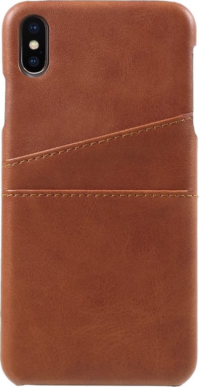 Peachy Duo Cardslot Wallet kunstleer kaarthouder hoesje geschikt voor iPhone XS Max case - Bruin