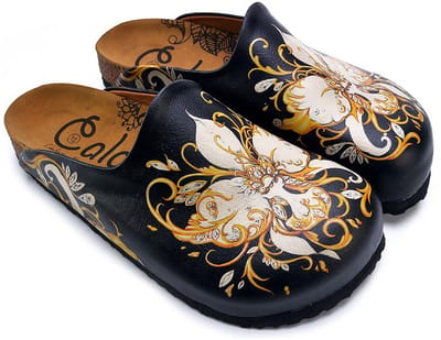 GOBY Clogs met Bloemen – Handgemaakt – Hoge Kwaliteit – Maat 35