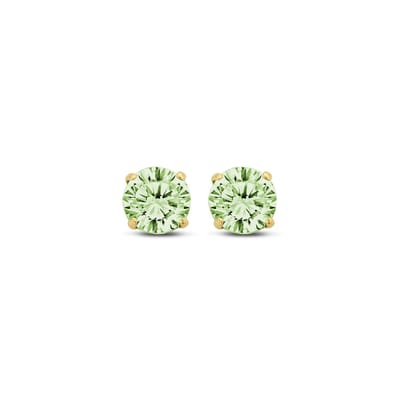 New Bling 9NBG-0578 Gouden Oorknopjes met Zirkonia 5mm - Licht Groen - Rond - 14 Karaat - Goud