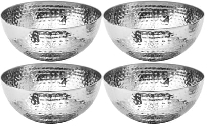 Secret de Gourmet - 4x - Slakommetjes/schaaltjes - rvs metaal - D13 cm