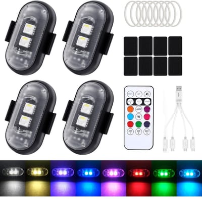 GELLDG Auto Waarschuwingslichten - 4 Stuks - Noodverlichting LED - 8 Kleuren & 10 Modussen - Met Afstandsbediening - USB Oplaadbaar - IP65 - 90mAh - Geschikt voor Auto Motorfiets LKW