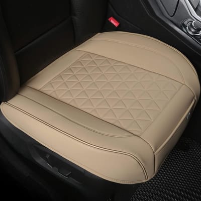 Famanu - PU synthetisch materiaal Voorstoelhoezen Stoelzittingen – 2 Stuks – Universele Pasvorm 53x52cm – Antislip & Waterdicht – Beige