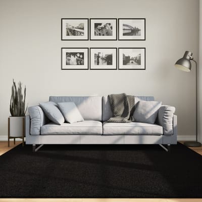 vidaXL - Vloerkleed - HUARTE - laagpolig - zacht - wasbaar - 200x200 - cm - zwart