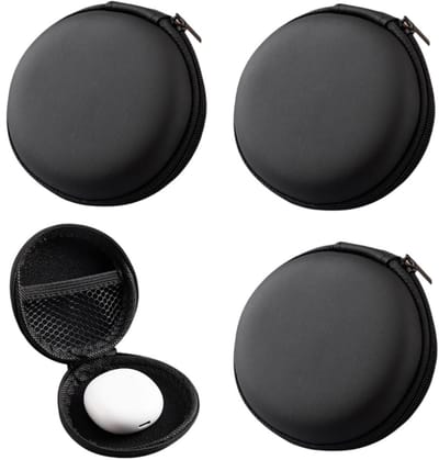 4 stuks - oordopjes opbergetui - oordopjes hoes - bluetooth oordopcase - Zwart - draadloze oortelefoon tas - earphone case - Ronde EVA Opbergetui voor Draadloze Oordopjes - Zwarte Hardcase Oordopjes Etui - Koptelefoon niet inbegrepen