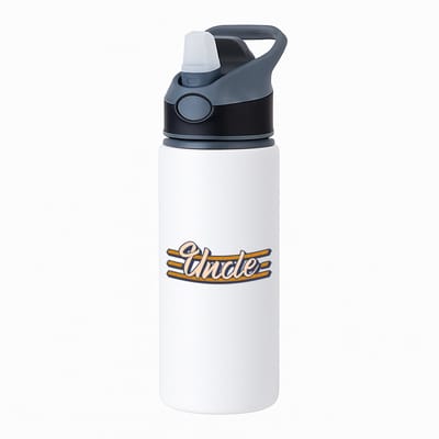 Hacebo® - Uncle waterfles met rietje zwart - Oom - oom - Verjaardag - cadeautje - kado - geschenk - water fles - 650ML