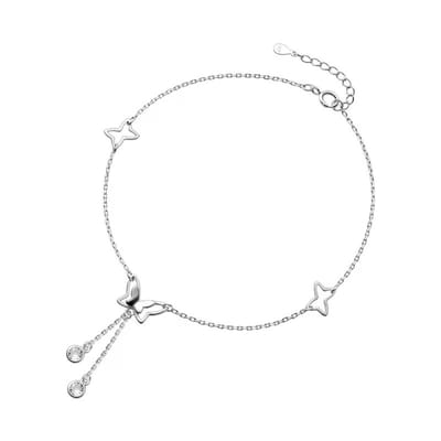 N3 Collecties 925 sterling zilveren holle vlinderzirkoon kwastjes enkelbanden voor dames