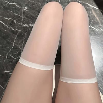 Bas Blanc en Dentelle Élastique Grande Taille pour Femmes Affinant Cuisses Au-dessus du Genou Bas Sexy Transparent Modélisant Jambes Courbes Gainant Corps Bas Xl One Size