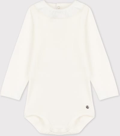 Petit Bateau Babybody met lange mouwen en kraagje van katoen Meisjes Rompertje - Maat 74
