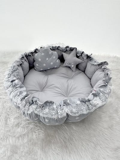 Baby Speelmat- Grijs Ster - 120 x 120 cm