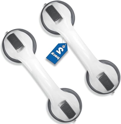 Veilige Douchehandgrepen 2-Pack - 12" Antislip Steunstangen voor Badkamer met Sterke Zuignap Grip voor Badveiligheid en Ondersteuning
