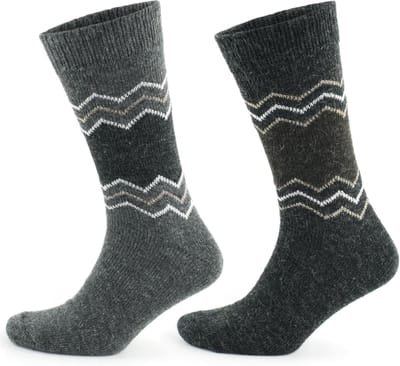 GoWith Alpaca Wollen Sokken-2 paar-Thermosokken en Huissokken-Grijs en Antraciet-Maat 39-42